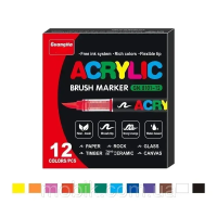 Маркер-кисть GuangNa Acrylic GN.8101 12 кольорів для творчості, малювання, DIY