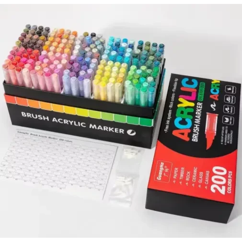 Акрилові маркери GuangNa GN.8101 Brush Tip 200 шт|Художні маркери з пензлевим наконечником Акрилові маркери GuangNa GN.8101 Brush Tip 200 шт|Художні маркери з пензлевим наконечником