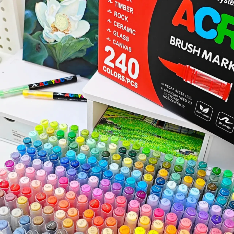 Маркер-кисть GuangNa Acrylic GN.8101 (240 шт) | Акрилові маркери для малювання, творчості та декору