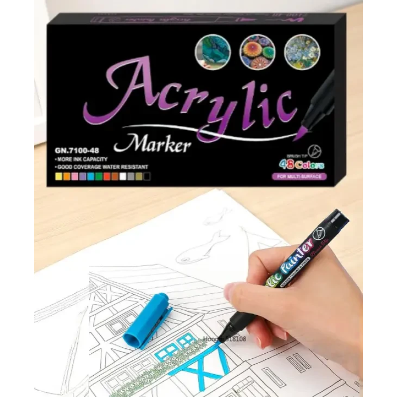 Акрилові маркери GuangNa GN.7100 48 шт — набір кольорових маркерів для малювання, декору, творчості Акрилові маркери GuangNa GN.7100 48 шт — набір кольорових маркерів для малювання, декору, творчості
