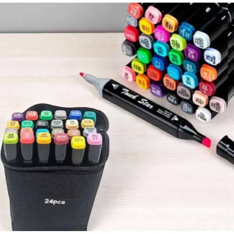 Набір скетч маркерів 24 шт двосторонні спиртові маркери для малювання з тонким і широким наконечником