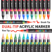 Акрилові маркери Flysea Dual Tip 24 кольори, м“який пензлик + жорсткий наконечник Акрилові маркери Flysea Dual Tip 24 кольори, м“який пензлик + жорсткий наконечник