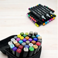 Скетч маркери 40 кольорів в кейсі — двосторонні спиртові маркери для малювання, творчості, дизайну, скетчингу