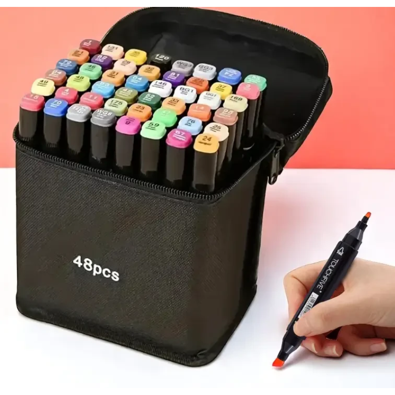 Набір скетч маркерів 48 шт — спиртові двосторонні маркери для малювання та скетчингу