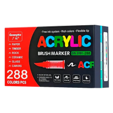 Набір маркерів GuangNa Acrylic Brush Marker GN.8101 | Акрилові художні маркери 288 шт з пензликовим наконечником