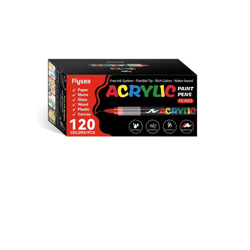 Набір кольорових акрилових маркерів Flysea Soft Brush 120 шт - водні чорнила, для художників, скетчингу, DIY та декоративної творч Набір кольорових акрилових маркерів Flysea Soft Brush 120 шт - водні чорнила, для художників, скетчингу, DIY та декоративної творч