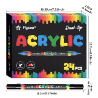 Акрилові маркери Flysea Dual Tip 24 кольори, м“який пензлик + жорсткий наконечник