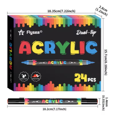 Акрилові маркери Flysea Dual Tip 24 кольори, м“який пензлик + жорсткий наконечник