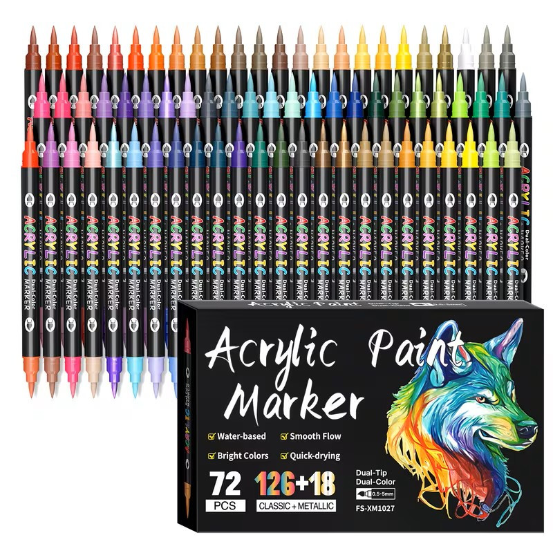 Акрилові маркери Flysea Double-Headed Dual Color 72 шт Акрилові маркери Flysea Double-Headed Dual Color 72 шт