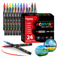 Акрилові маркери кистьові Flysea Soft Brush 24 кольори, для паперу, тканини, дерева, скла, каменю, кераміки та пластику