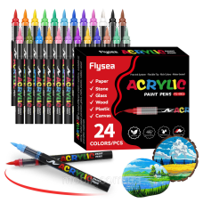 Акрилові маркери кистьові Flysea Soft Brush 24 кольори, для паперу, тканини, дерева, скла, каменю, кераміки та пластику