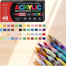 Акрилові маркери GuangNa GN-8101 48 кольорів для малювання на камені, склі, дереві, текстилі | Набір маркерів