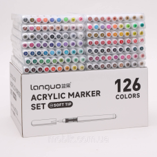 Акрилові маркери Languo 126 кольорів, 14×9 відтінків, пензликові soft brush, набір для малювання та розфарбовування