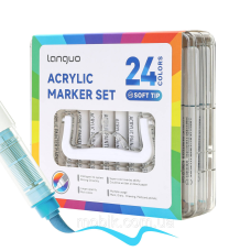 Акрилові маркери Languo 24 кольори, пензликові soft brush, для розмальовок Disney, малювання, тканини, скла, дерева, пластику