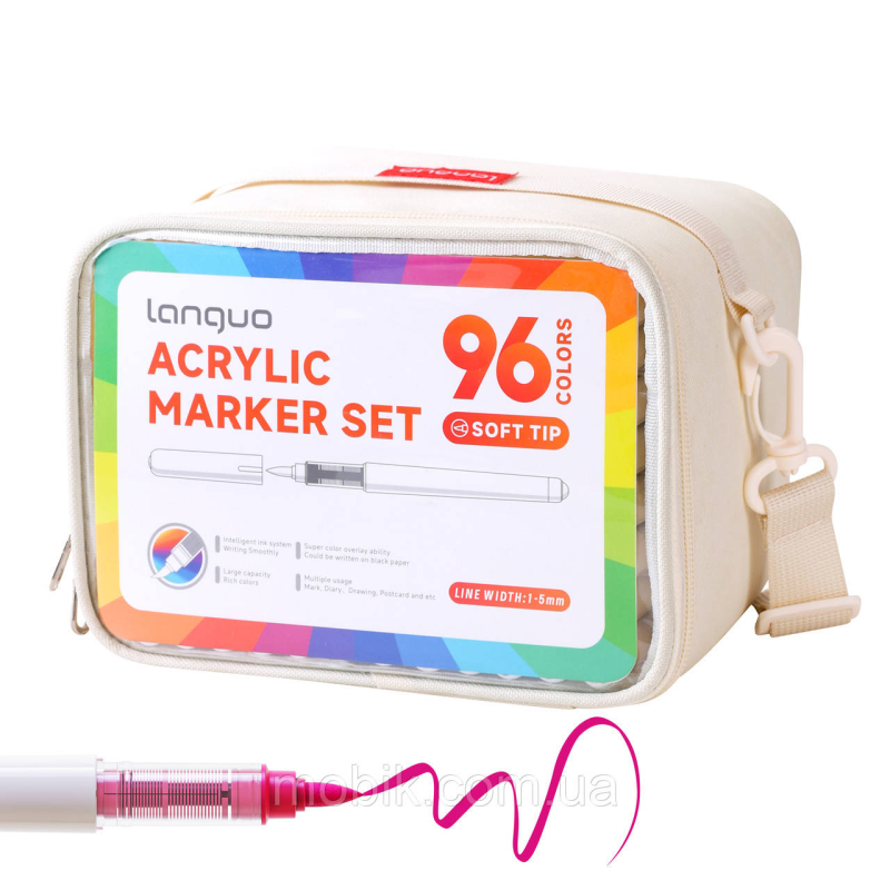 Акрилові маркери Languo 96 кольорів, пензликові soft brush, для розмальовок Disney, малювання, тканини, скла, дерева, пластику