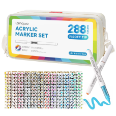 Акрилові маркери Languo 288 штук, пензликові soft brush, для розмальовок Disney, малювання, тканини, скла, дерева, пластику